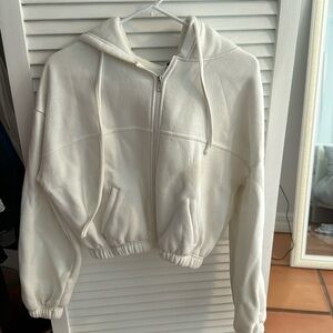 White crop hoodie